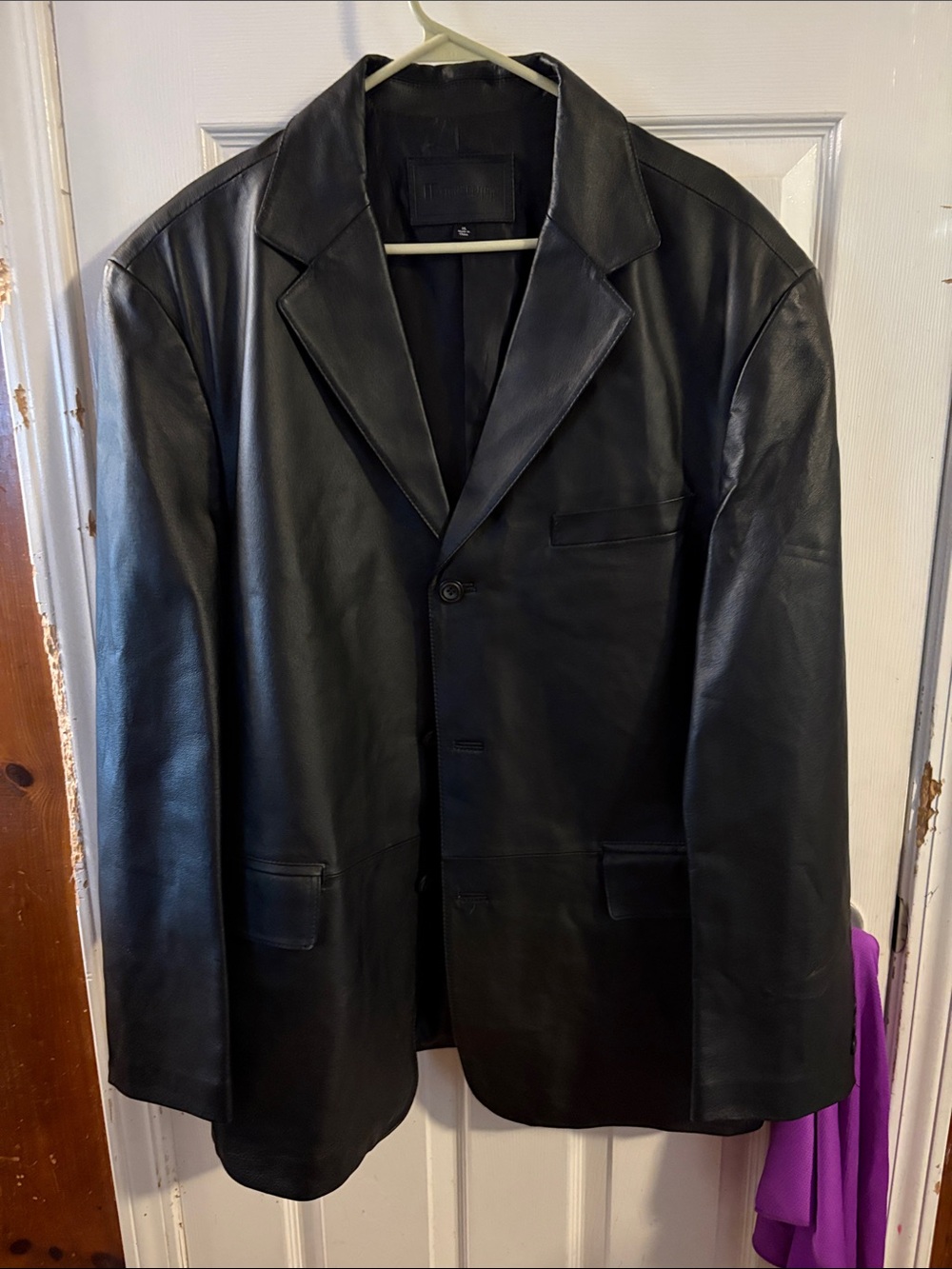 croft & barrow Size XL Black LeatherJacket Heavy And Well Madeo